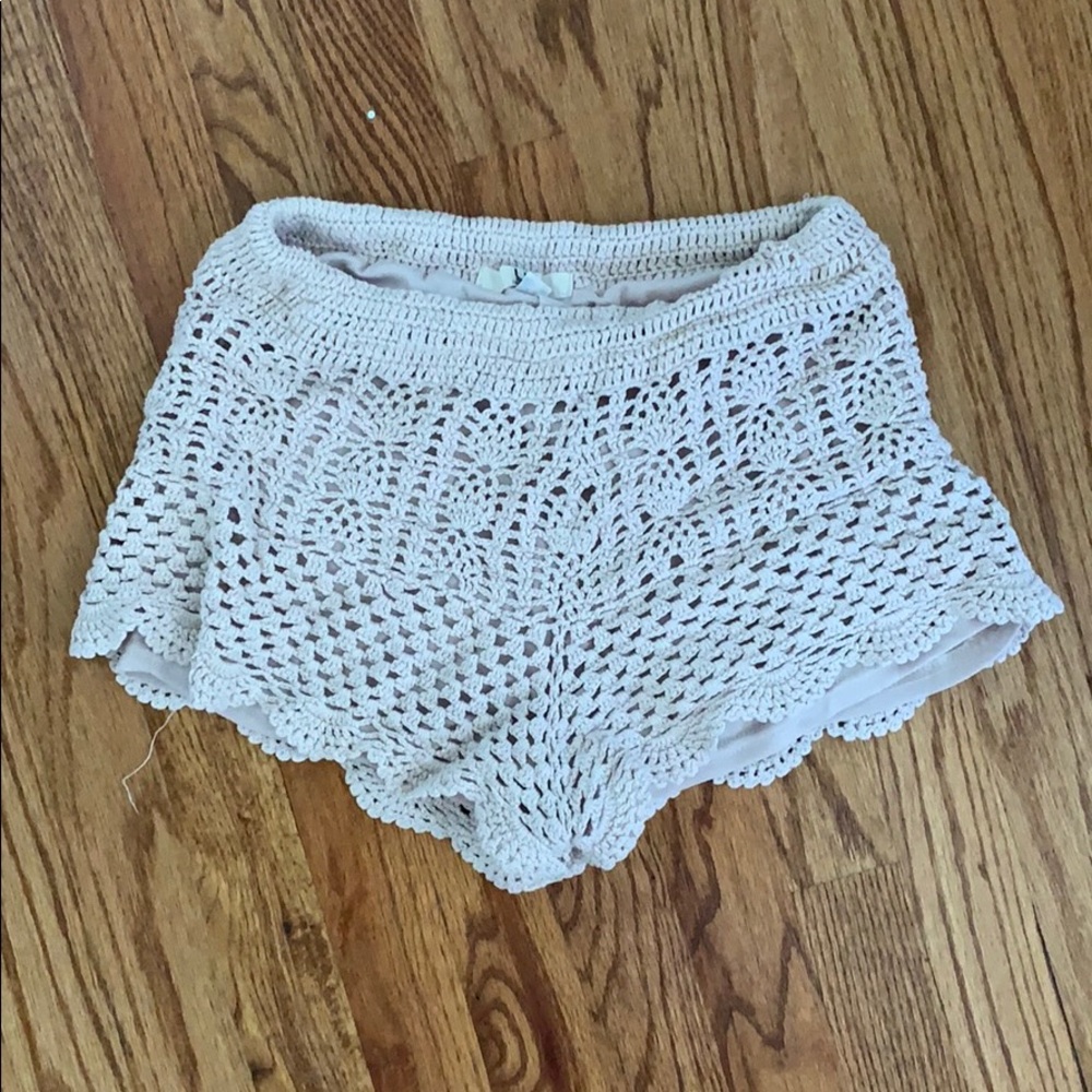 Cream Crochet Shorts